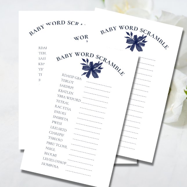 Baby Word Scramble Watercolor Navy Blue Floral (Creator Uploaded)