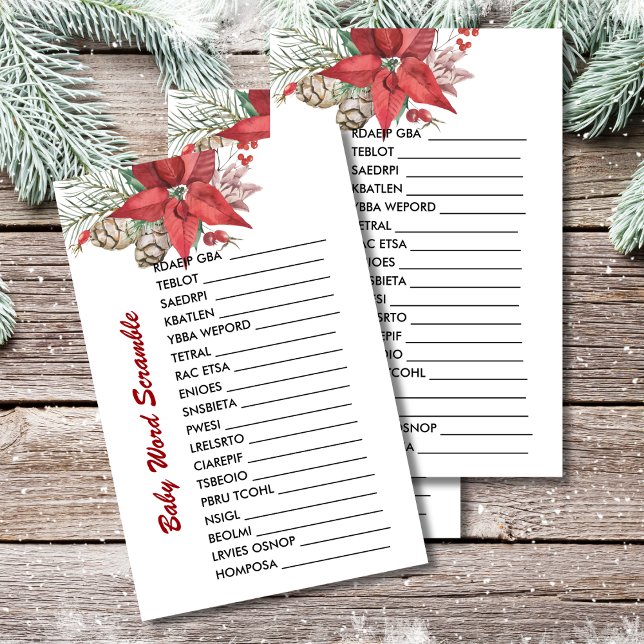 Baby Word Scramble winter baby in bloom poinsettia (Creator Uploaded)