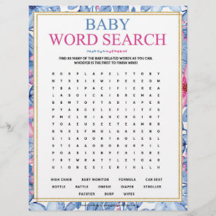Baby Word Search [Floral Watercolors] Letterhead