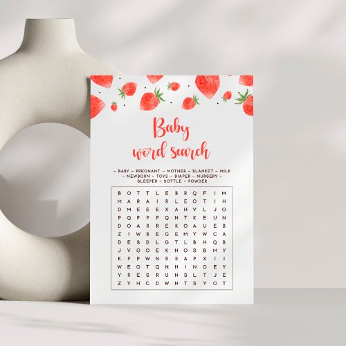 Baby Word Search Game Berry Sweet Baby Shower Invitation
