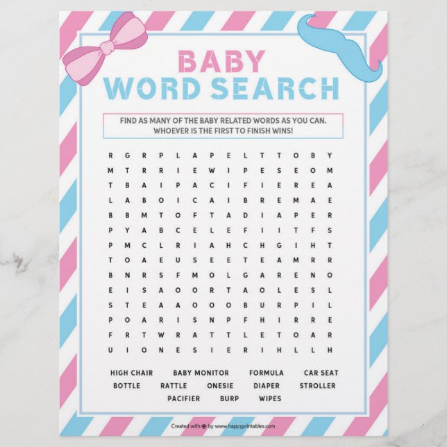 Baby Word Search [Gender Surprise] Letterhead (Front)
