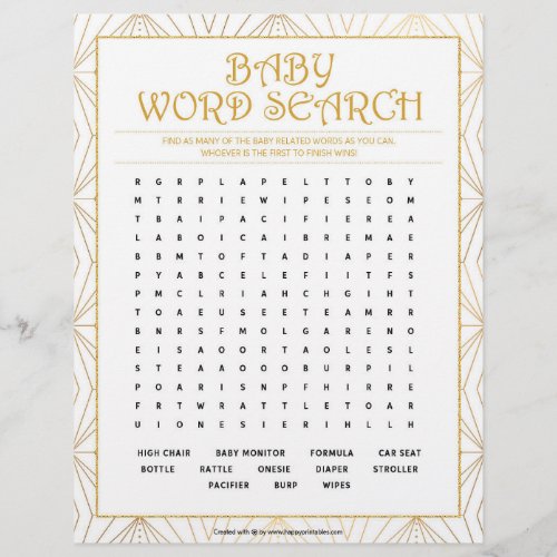 Baby Word Search Golden Lines Letterhead