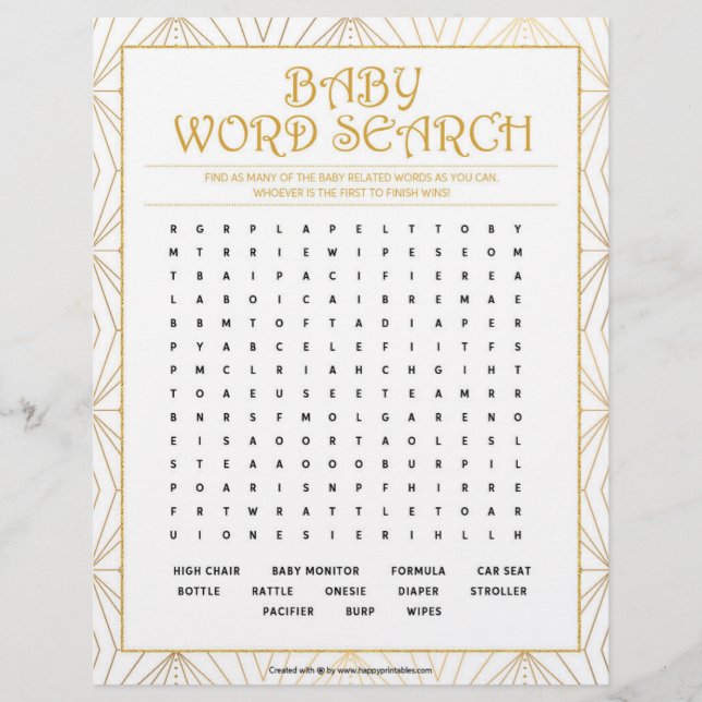 Baby Word Search [Golden Lines] Letterhead (Front)