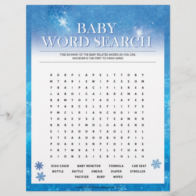 Baby Word Search [Snowy Blue] Letterhead (Front)