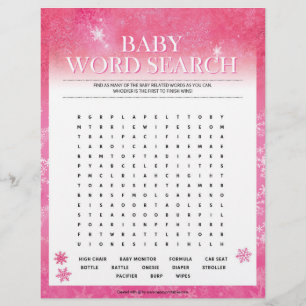 Baby Word Search [Snowy Pink] Letterhead
