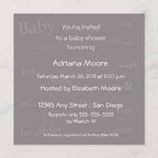 Baby Words Baby Shower Invitation-gray Invitation