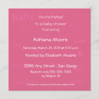 Baby Words Baby Shower Invitation-honeysuckle Invitation