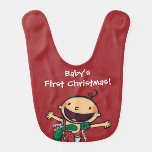 Baby Wrapped in Bows for Christmas Bib