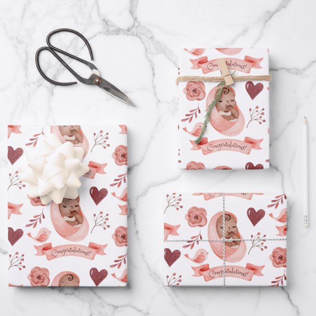 Baby Wrapping Paper Flat Sheet Set of 3 (Front)