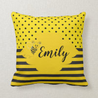 Baby Yellow Black Bumble Bee Striped Polka Dot