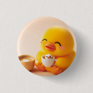 baby yellow duck button