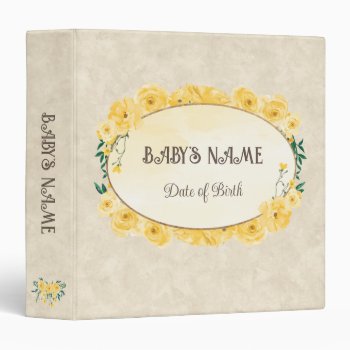 Baby Yellow Floral Photo Album Customizable  3 Ring Binder by Precious_Baby_Gifts at Zazzle