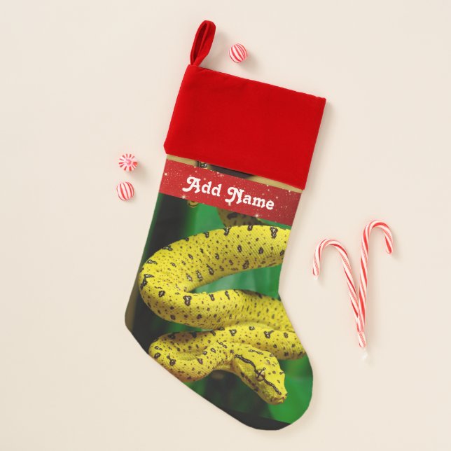 Baby Yellow Phase Green Tree Python Snake Christmas Stocking (Front)