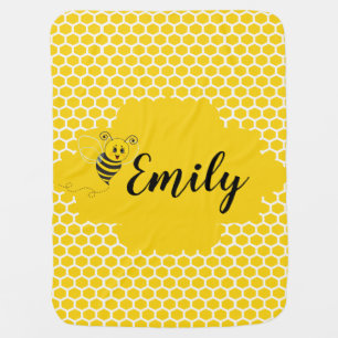 Baby Yellow White Bumble Bee Honeycomb Honey Blanket