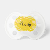 Baby Yellow White Bumble Bee Honeycomb Honey Pacifier (Front)