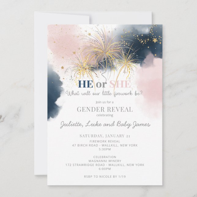 Baby You're a Firework Gender Reveal Party Invitat Invitation (Front)
