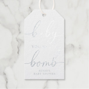 Baby You're The Bomb Silver Foil Favor Gift Tag