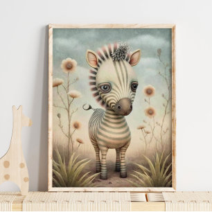 Baby Zebra African Animal Zebra Wall Print