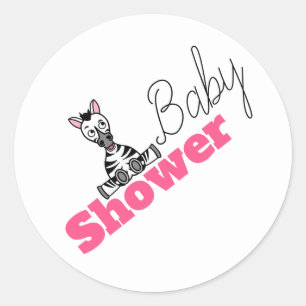 Baby Zebra, Baby Shower Classic Round Sticker
