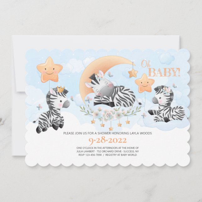 Baby Zebra Baby Shower Invitation (Front)