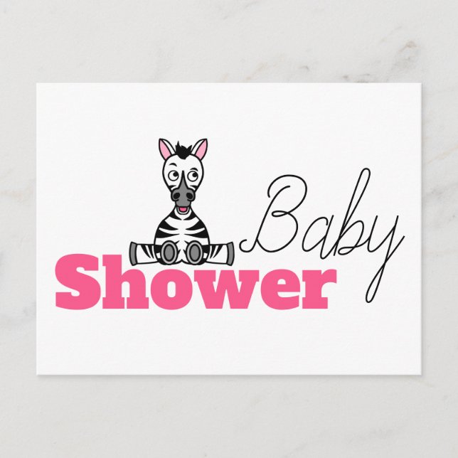 Baby Zebra, Baby Shower Invitation Postcard (Front)