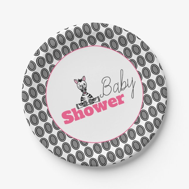 Baby Zebra, Baby Shower Paper Plates (Front)