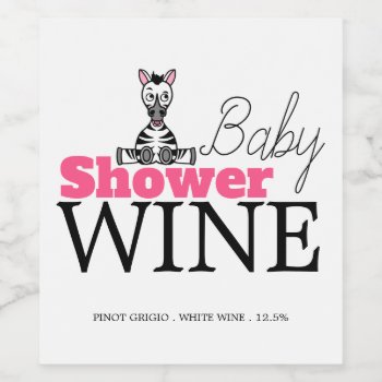 Baby Zebra  Baby Shower Wine Label by StampedyStamp at Zazzle