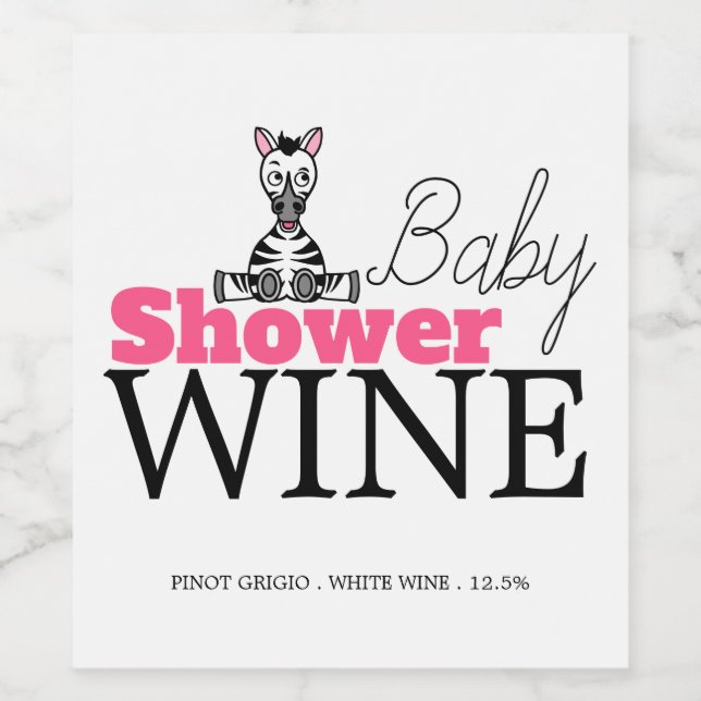 Baby Zebra, Baby Shower Wine Label (Single Label)