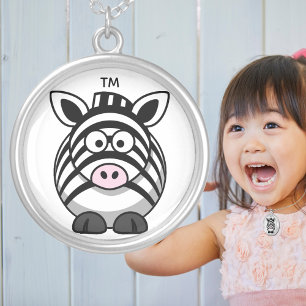 Baby Zebra Cartoon  Silver Plated Necklace