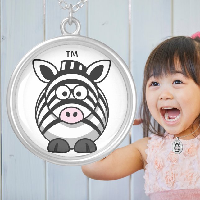 Baby Zebra Cartoon  Silver Plated Necklace (Baby Zebra Cartoon Silver Plated Necklace)