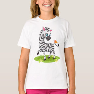 Baby Zebra Drawing Playing with Butterfly-23960 T-Shirt