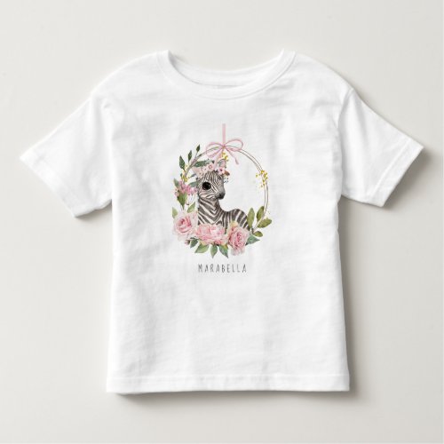  Baby Zebra Floral Swing Jungle Girl Toddler Toddler T_shirt