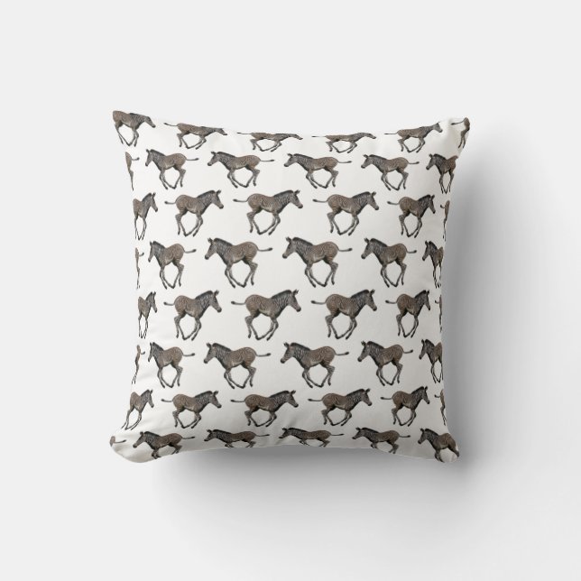 Baby Zebra Frenzy Throw Pillow (Front)
