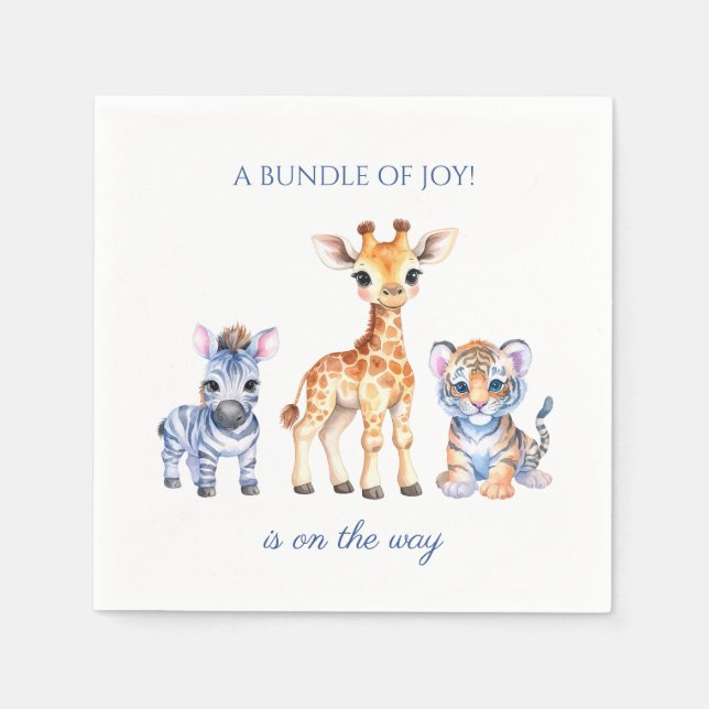 Baby Zebra Giraffe and Tiger Napkins (Front)