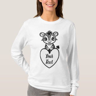 Baby Zebra Heart with Your Custom Message T-Shirt