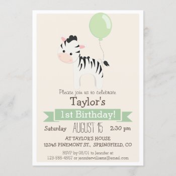 Baby Zebra Kid's Birthday Party Invitation by Card_Stop at Zazzle