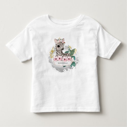  Baby Zebra Name Flowers Jungle Sweet Girl Toddler T_shirt