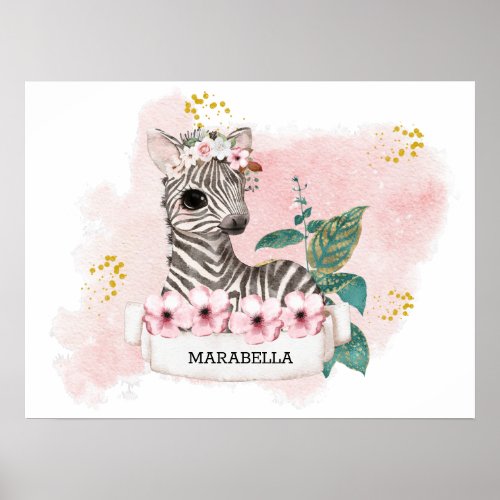  Baby Zebra Name Jungle Nurser Girl Baby  Poster