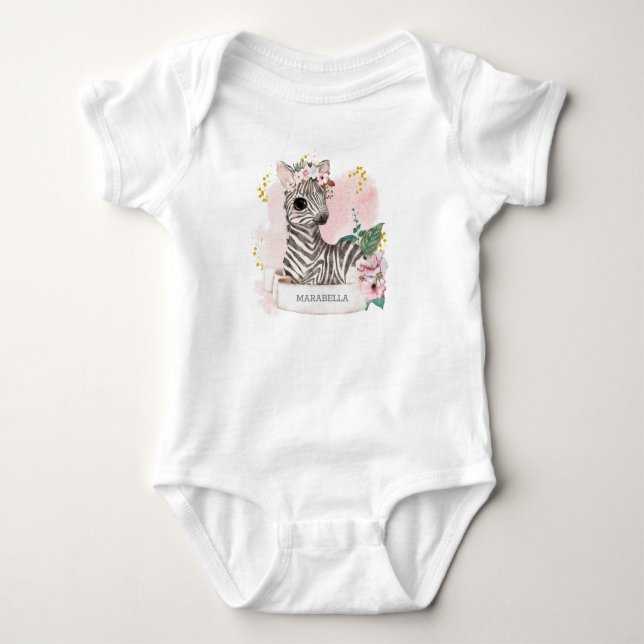 *~* Baby Zebra Name Nursery Jungle Sweet Girl  Bab Baby Bodysuit (Front)