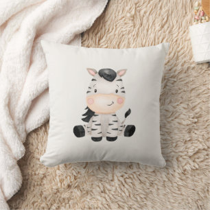 Baby Zebra sitting down Throw Pillow