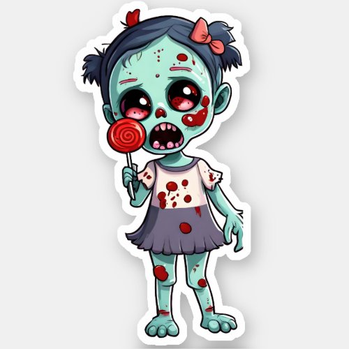 Baby Zombie Girl with Lollipop Sticker