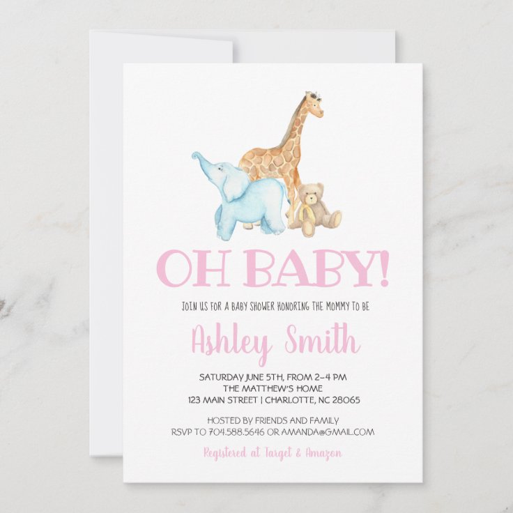 Baby zoo animal baby shower invitation Zazzle