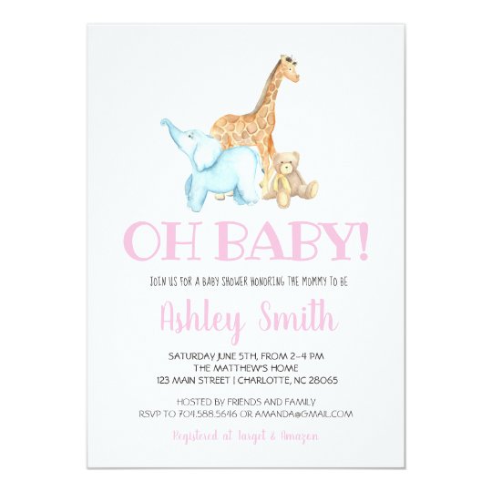 Baby zoo animal baby shower invitation