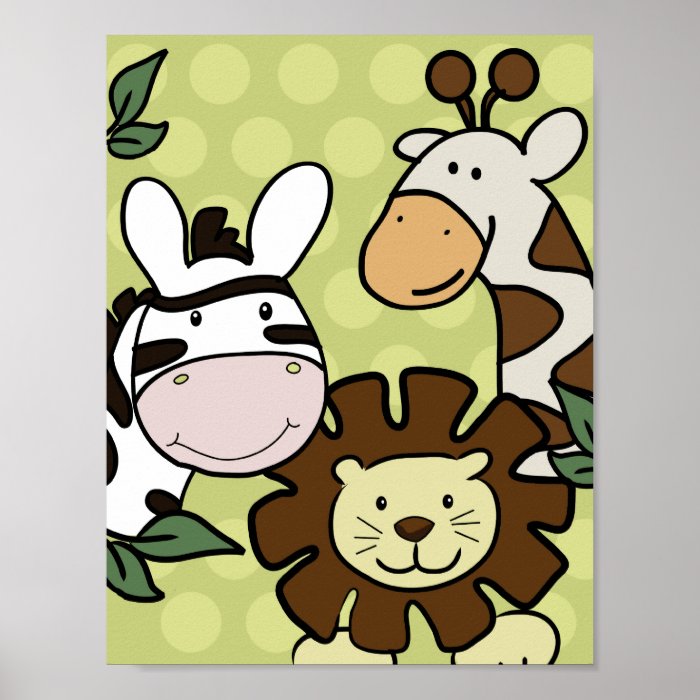 Baby Zoo GIRAFFE, LION & ZEBRA WALL ART Posters