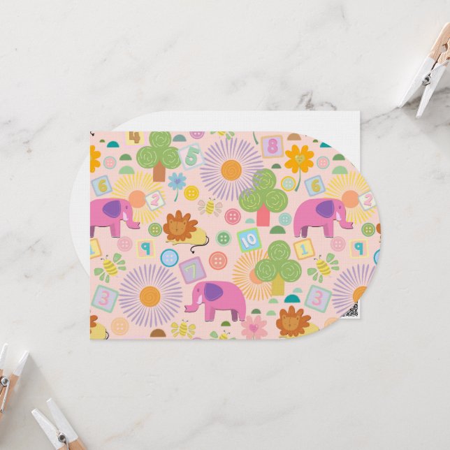 Baby Zoo wrapping paper Invitation (Front/Back In Situ)