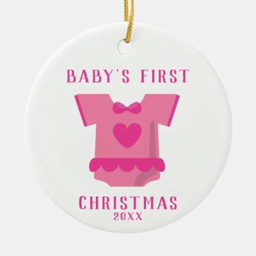 Babya First Christmas Pink Jumpsuit Ornament