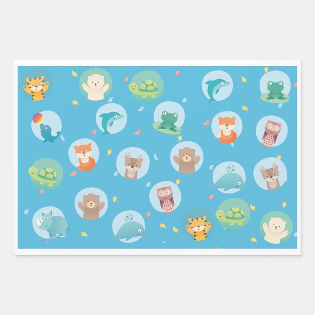 Babyboy boy babyshower gift wrapping paper sheets (Front)