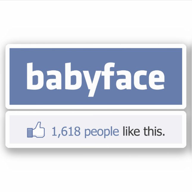 babyface funny social networking parody sticker (Front)