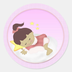 BabyGirl Announcement/Shower Magnets Classic Round Sticker