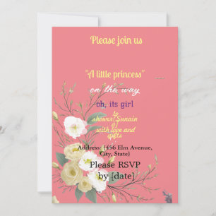 BABYgirl SHOWER pink FLORAL ART Invitation